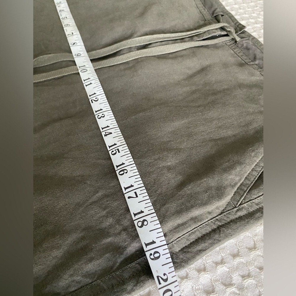 Talbots Olive Green Pure Irish Linen Pencil Skirt Size 6 Drawstring Utility - Picture 4 of 9